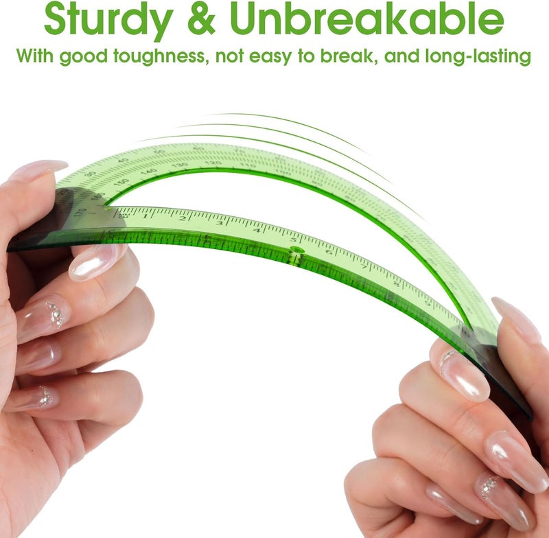 Hoiny 10 Pack Clear Protractor, 6 Inch Plastic Protractors, 180 Degrees Accurate Math Geometry Tools for School, Office, Classroom (Green) - Image 4